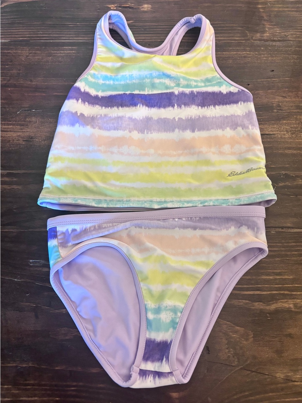 Eddie Bauer Kids Pastel Stripe Tankini - Lavender, Mint, Yellow, Peach, Purple